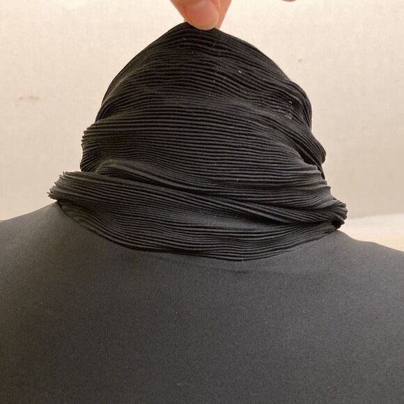 D'Allaird's Vintage Black‎ Chiffon Sheer High Collared Secretary Blouse - Picture 7 of 11